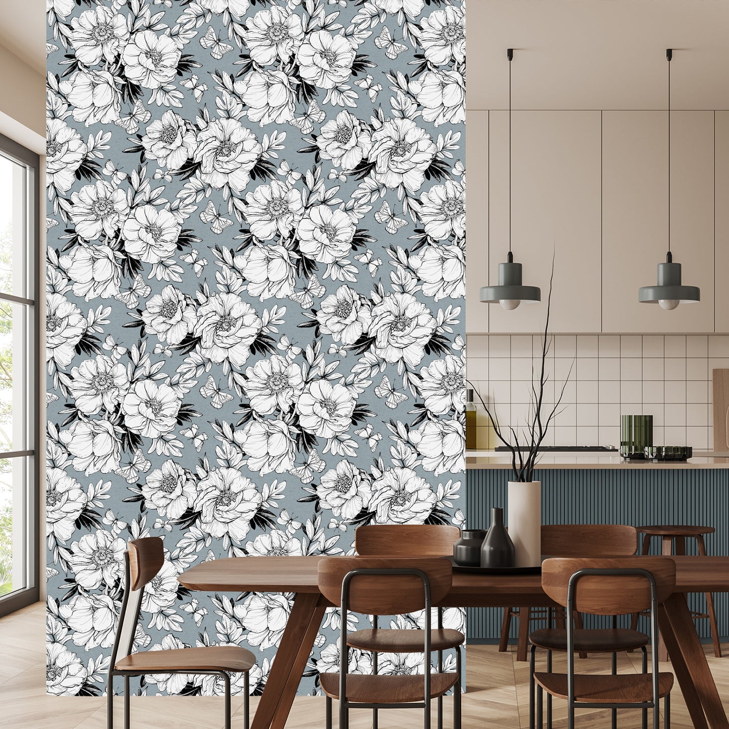 Wallpaper Stylish Peony Flowers