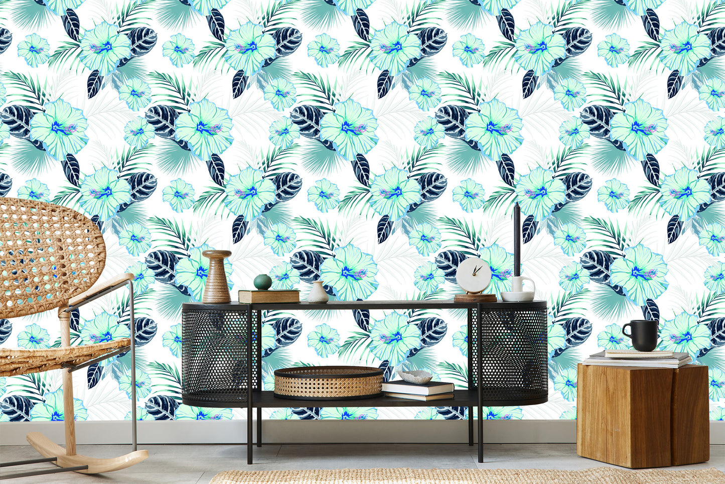 Wallpaper Hibiscus Flowers And Leaves