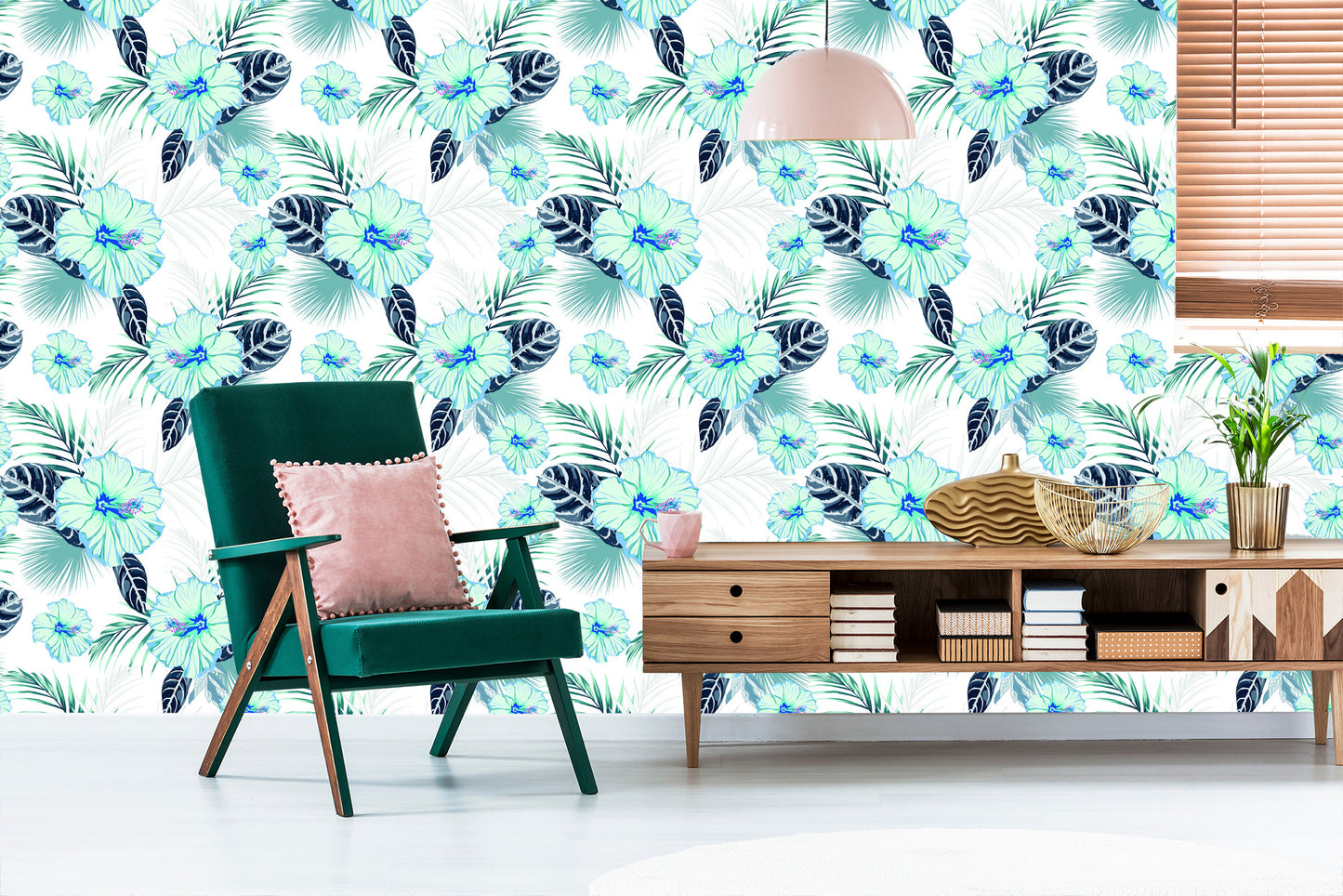 Wallpaper Hibiscus Flowers And Leaves
