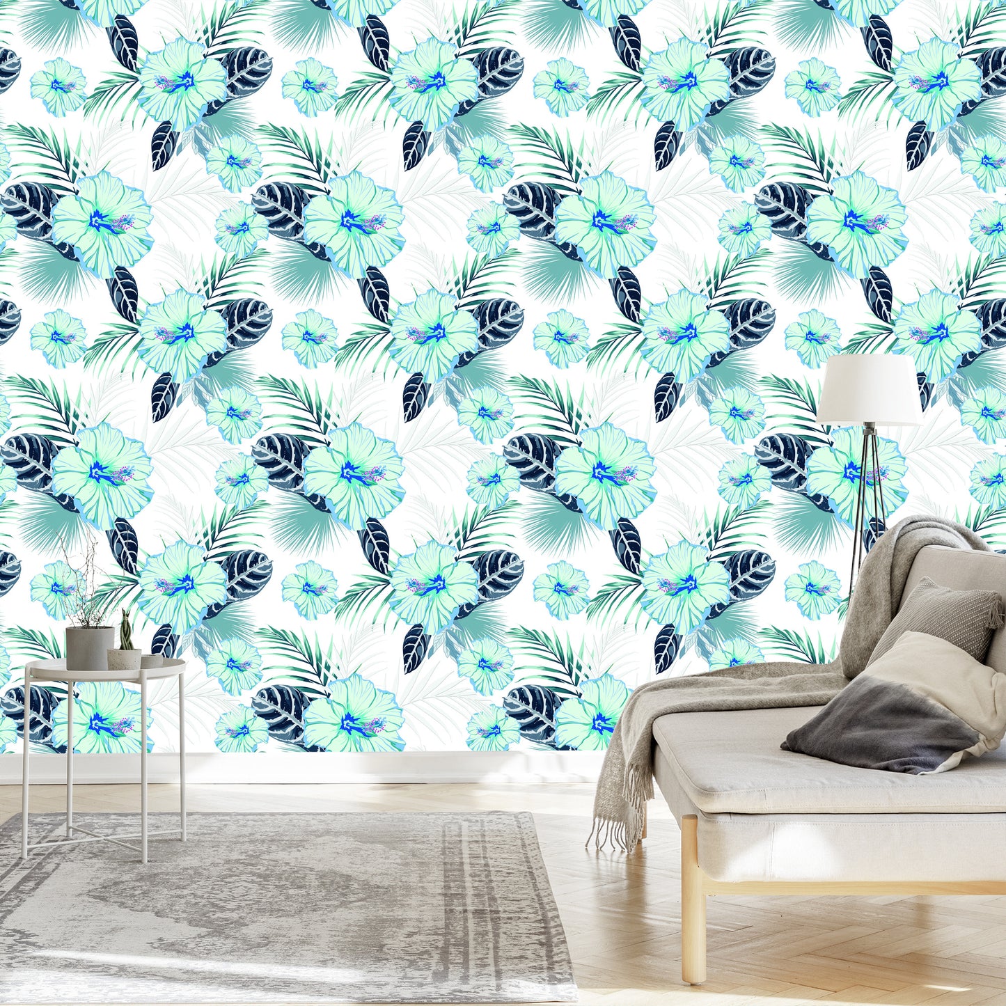 Wallpaper Hibiscus Flowers And Leaves