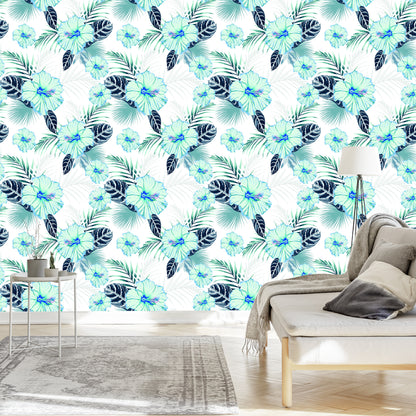 Wallpaper Hibiscus Flowers And Leaves