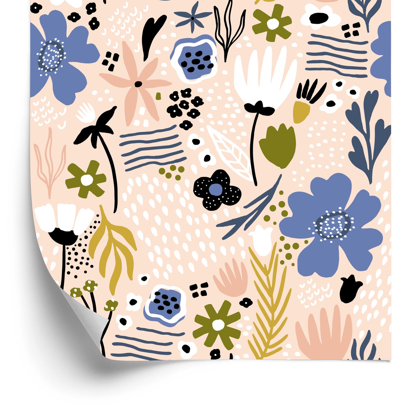Wallpaper Leaves And Flowers - Scandinavian Style
