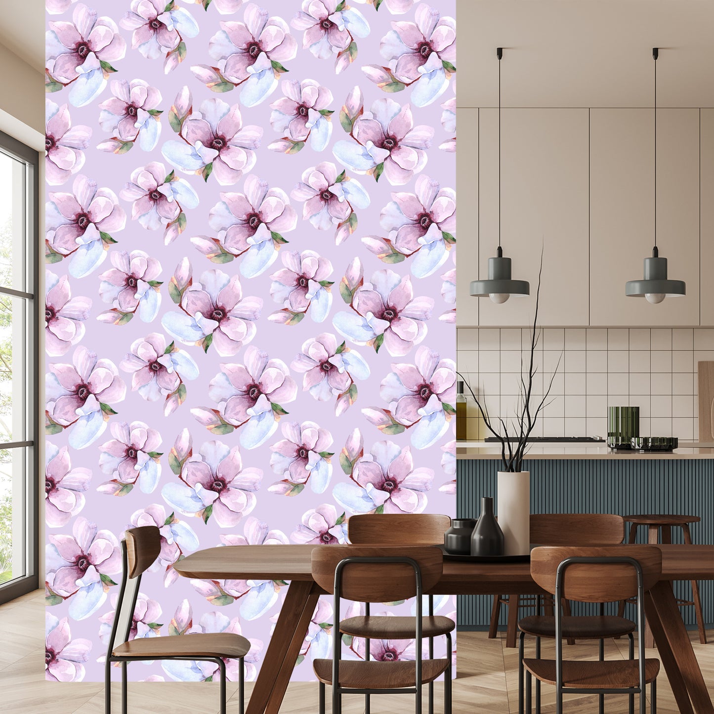 Wallpaper Beautiful Flowers Painted With Watercolors