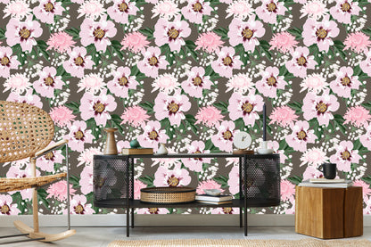 Wallpaper Beautiful Chrysanthemums And Peonies