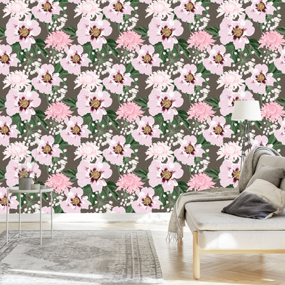 Wallpaper Beautiful Chrysanthemums And Peonies