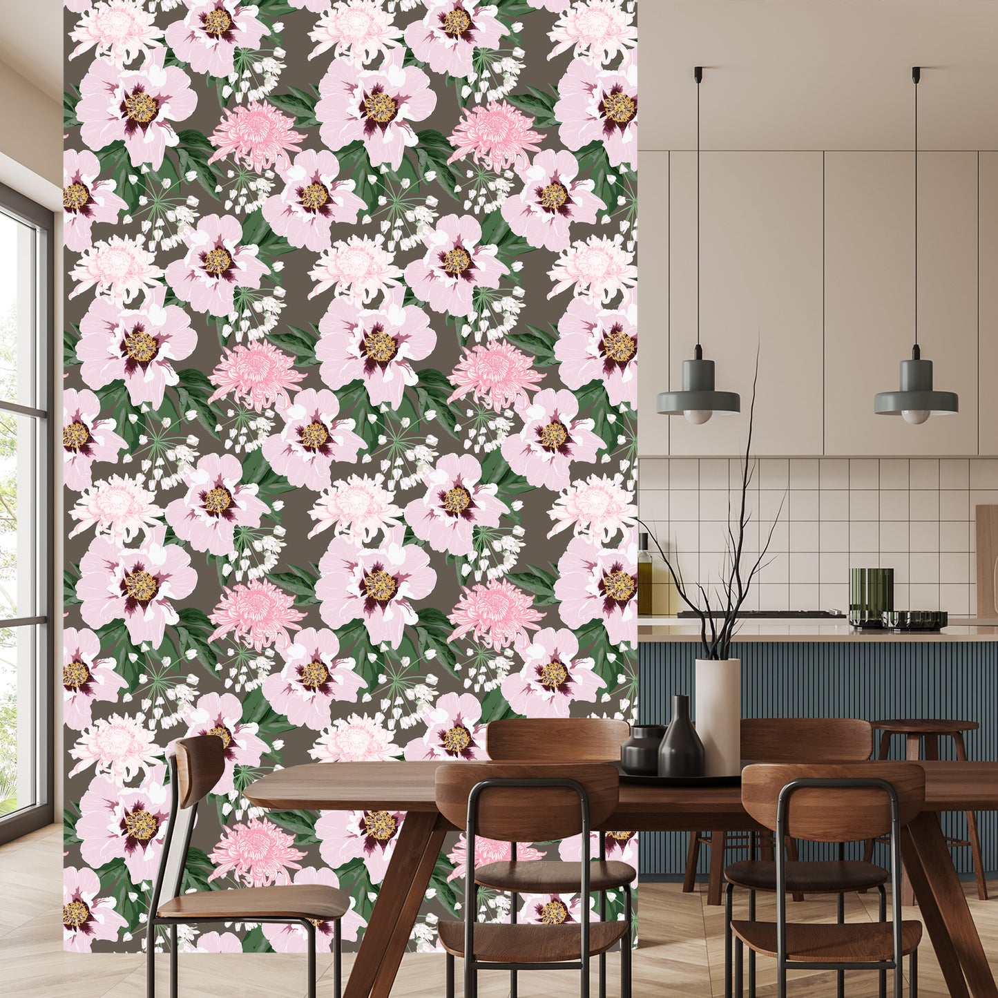 Wallpaper Beautiful Chrysanthemums And Peonies