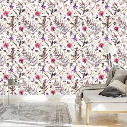 Wallpaper Watercolor Wildflowers