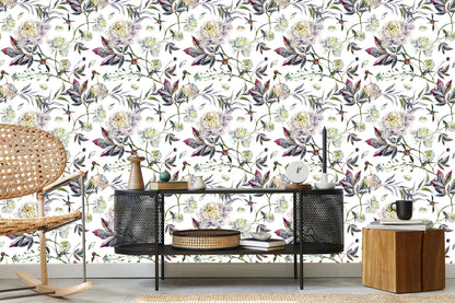 Wallpaper Beautiful Vintage Peonies Leaves