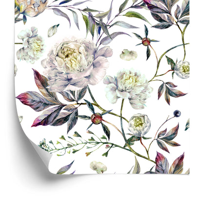 Wallpaper Beautiful Vintage Peonies Leaves