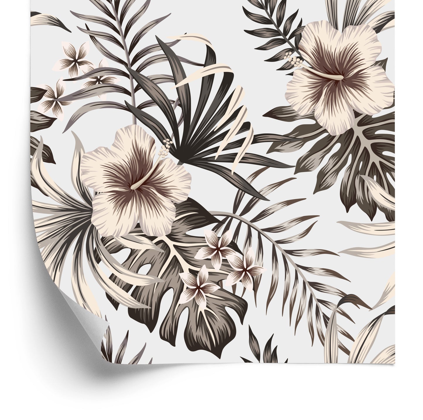Wallpaper Flowers Leaves In Vintage Style