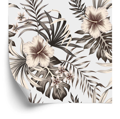 Wallpaper Flowers Leaves In Vintage Style