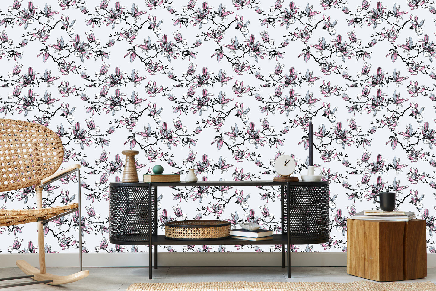 Wallpaper Watercolor Magnolia Flowers