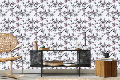 Wallpaper Watercolor Magnolia Flowers