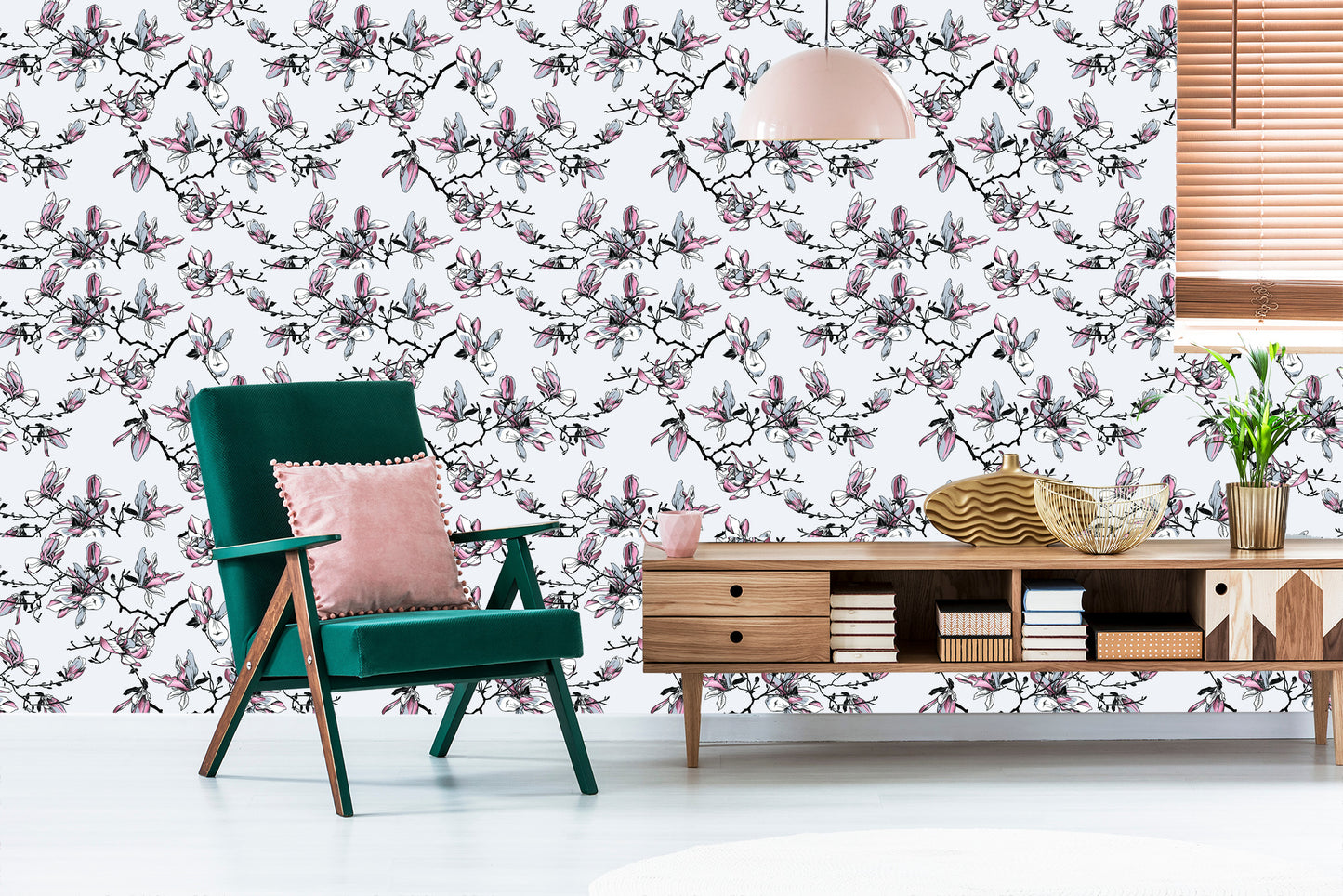 Wallpaper Watercolor Magnolia Flowers