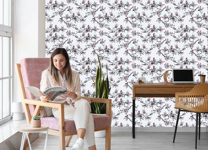 Wallpaper Watercolor Magnolia Flowers