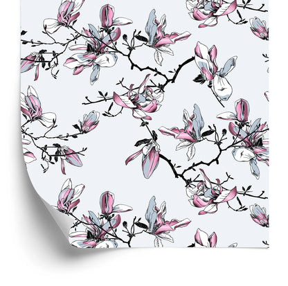 Wallpaper Watercolor Magnolia Flowers