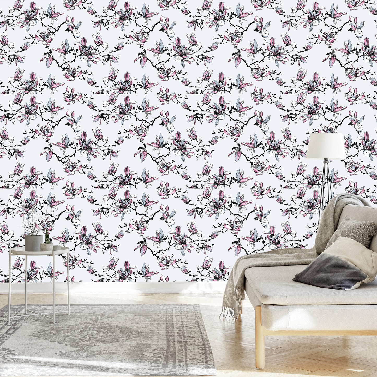 Wallpaper Watercolor Magnolia Flowers