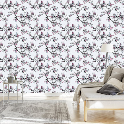 Wallpaper Watercolor Magnolia Flowers