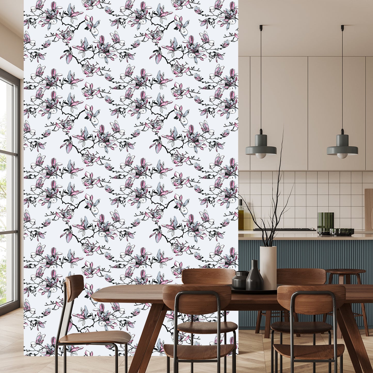 Wallpaper Watercolor Magnolia Flowers