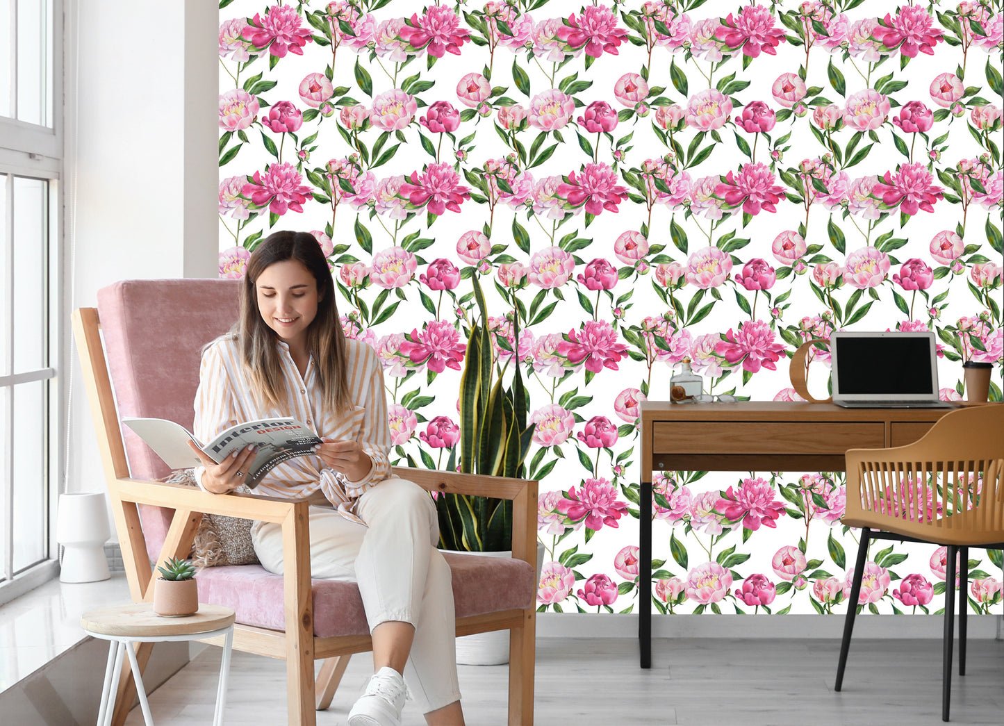 Wallpaper Natural Peonies