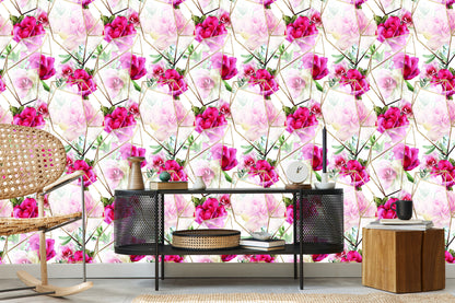 Wallpaper Roses In A Modern Composition