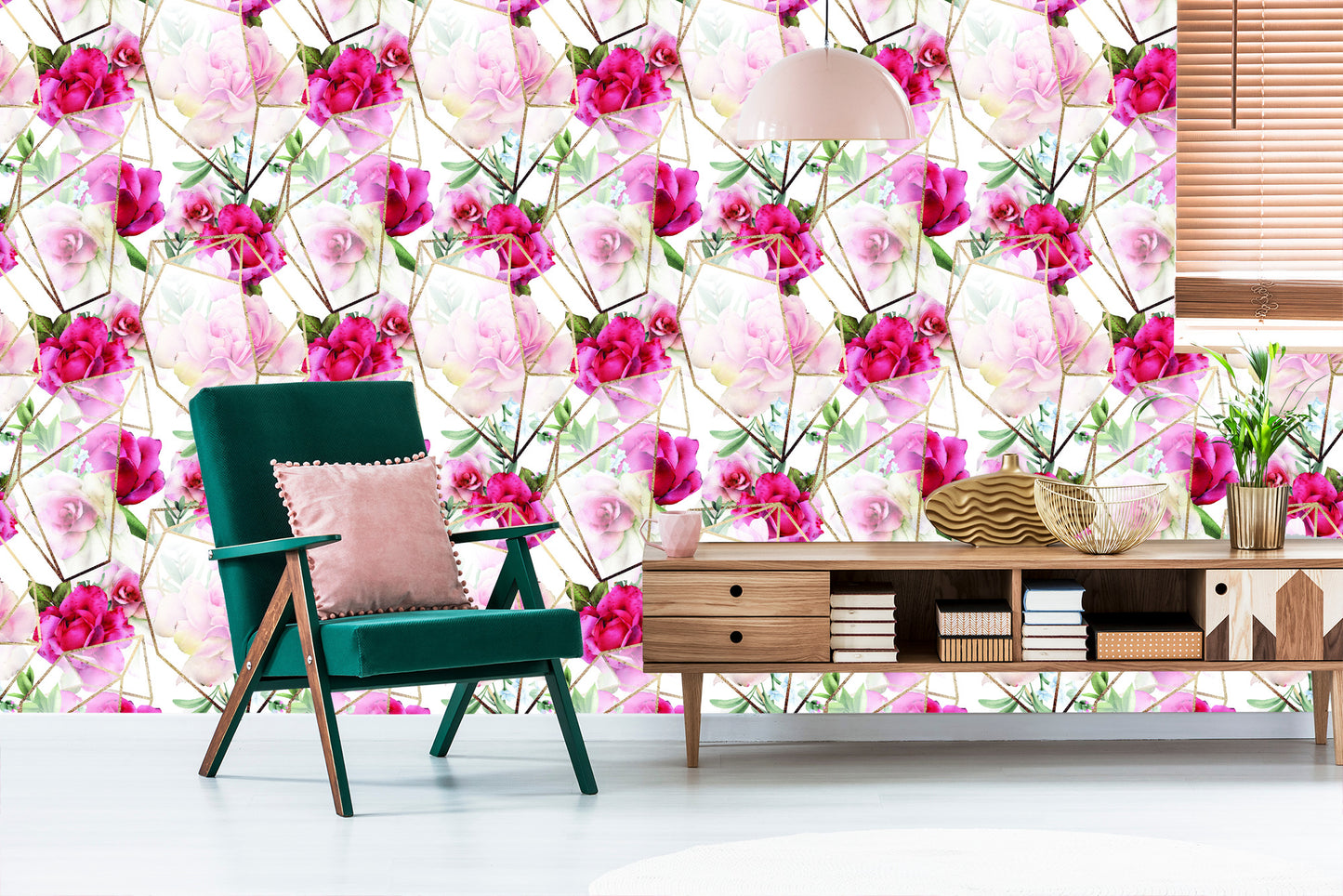 Wallpaper Roses In A Modern Composition