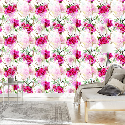 Wallpaper Roses In A Modern Composition