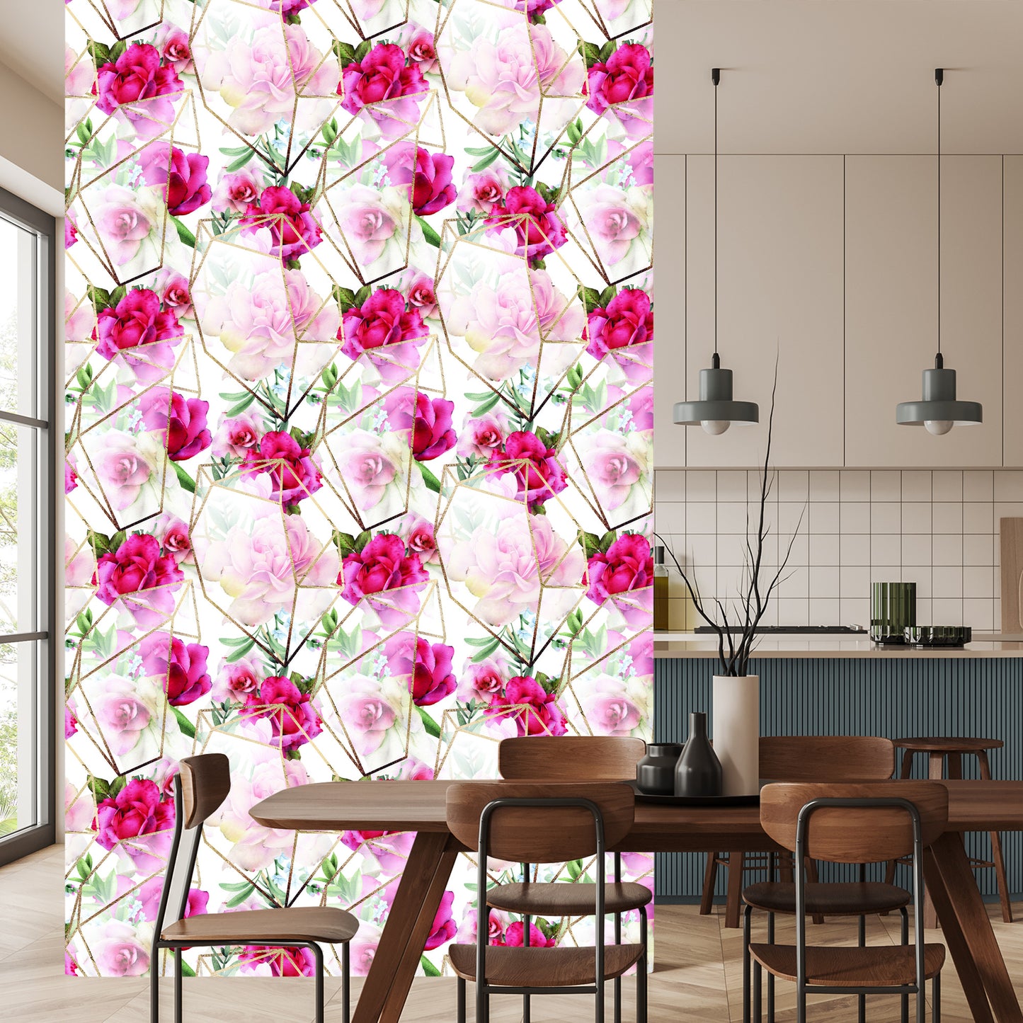 Wallpaper Roses In A Modern Composition