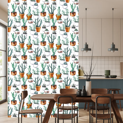 Wallpaper Painted Cacti In Pots