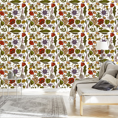 Wallpaper Field Plants With Herbs And Spices