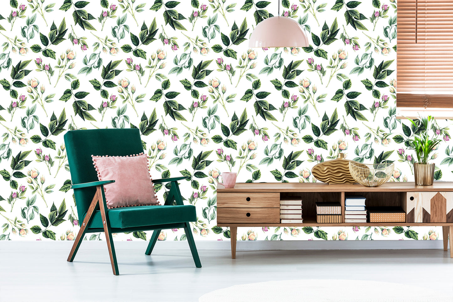 Wallpaper Twigs With Roses