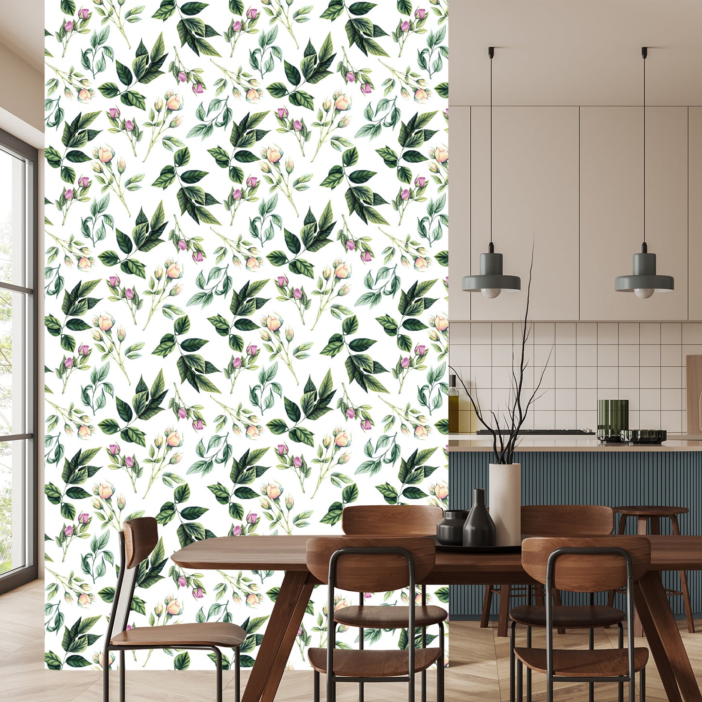 Wallpaper Twigs With Roses