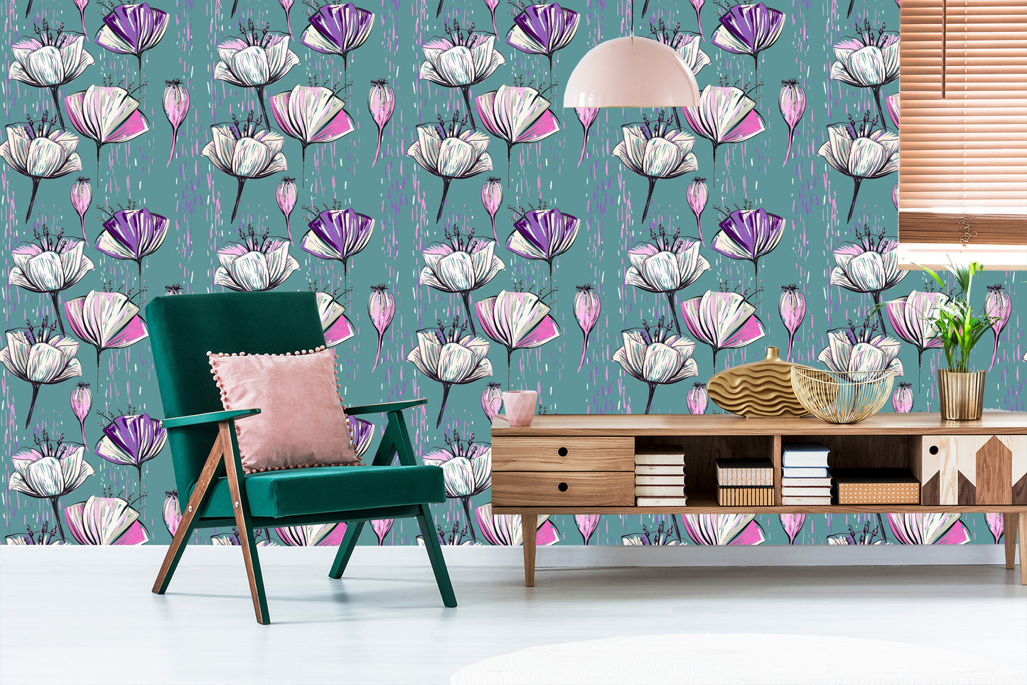 Wallpaper Painted Tulips
