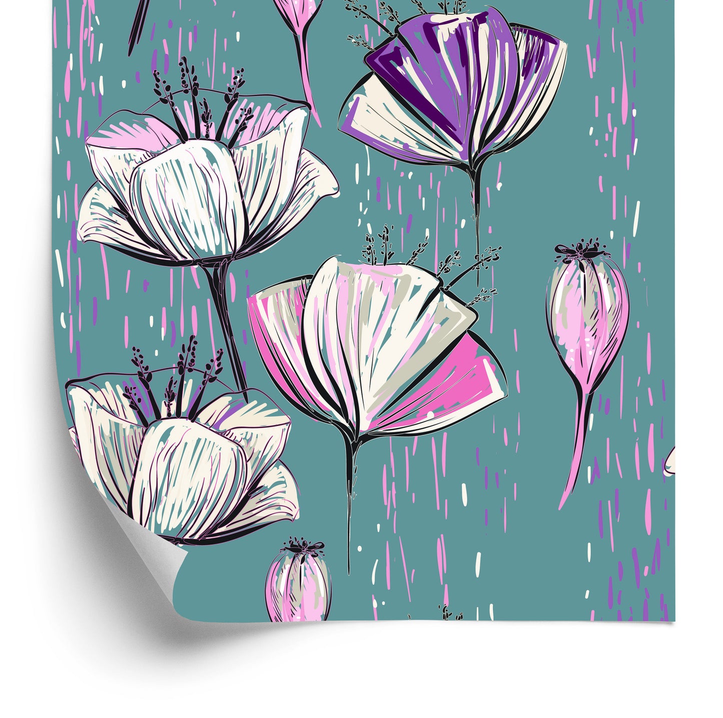 Wallpaper Painted Tulips