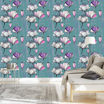 Wallpaper Painted Tulips