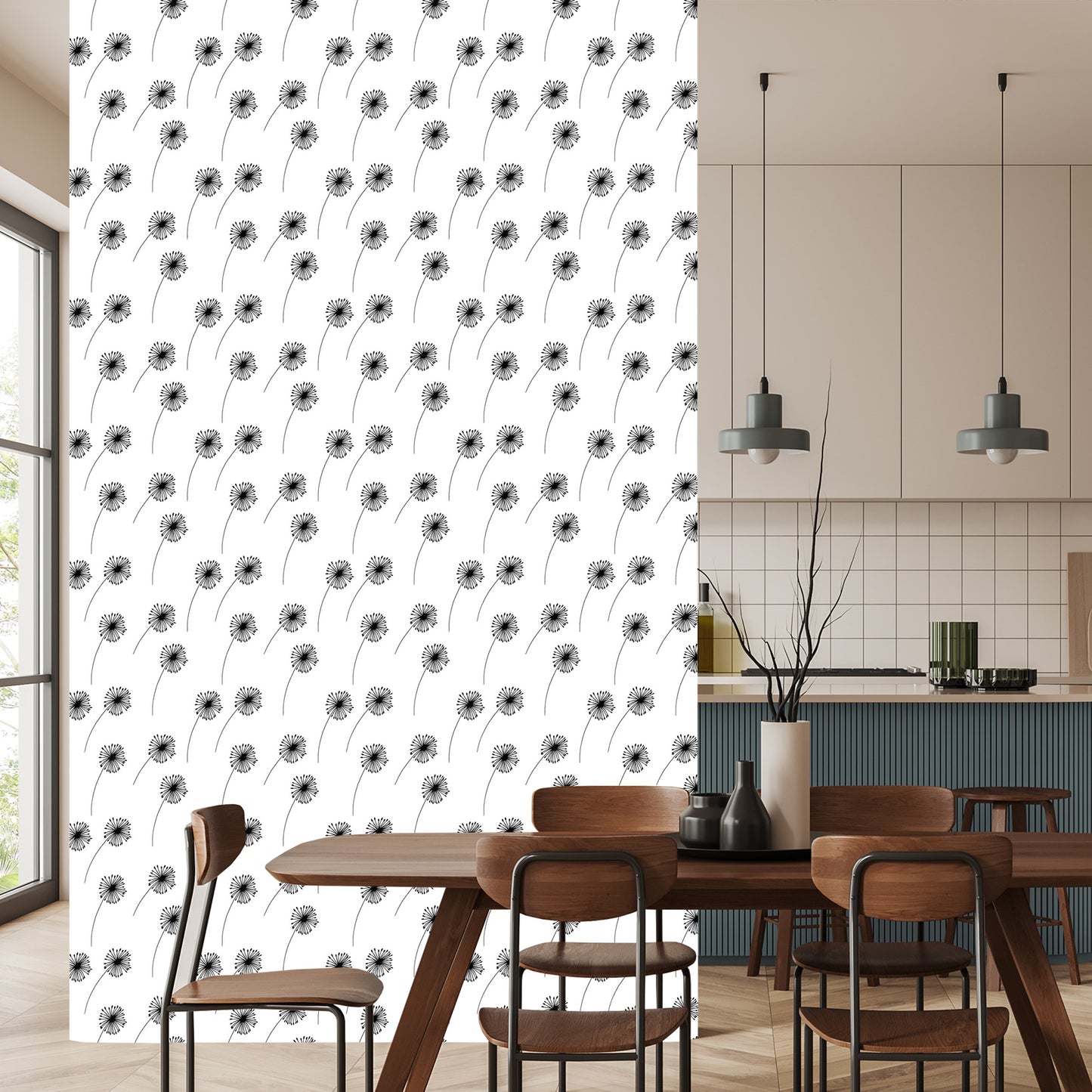 Wallpaper Minimalist Drawn Dandelions