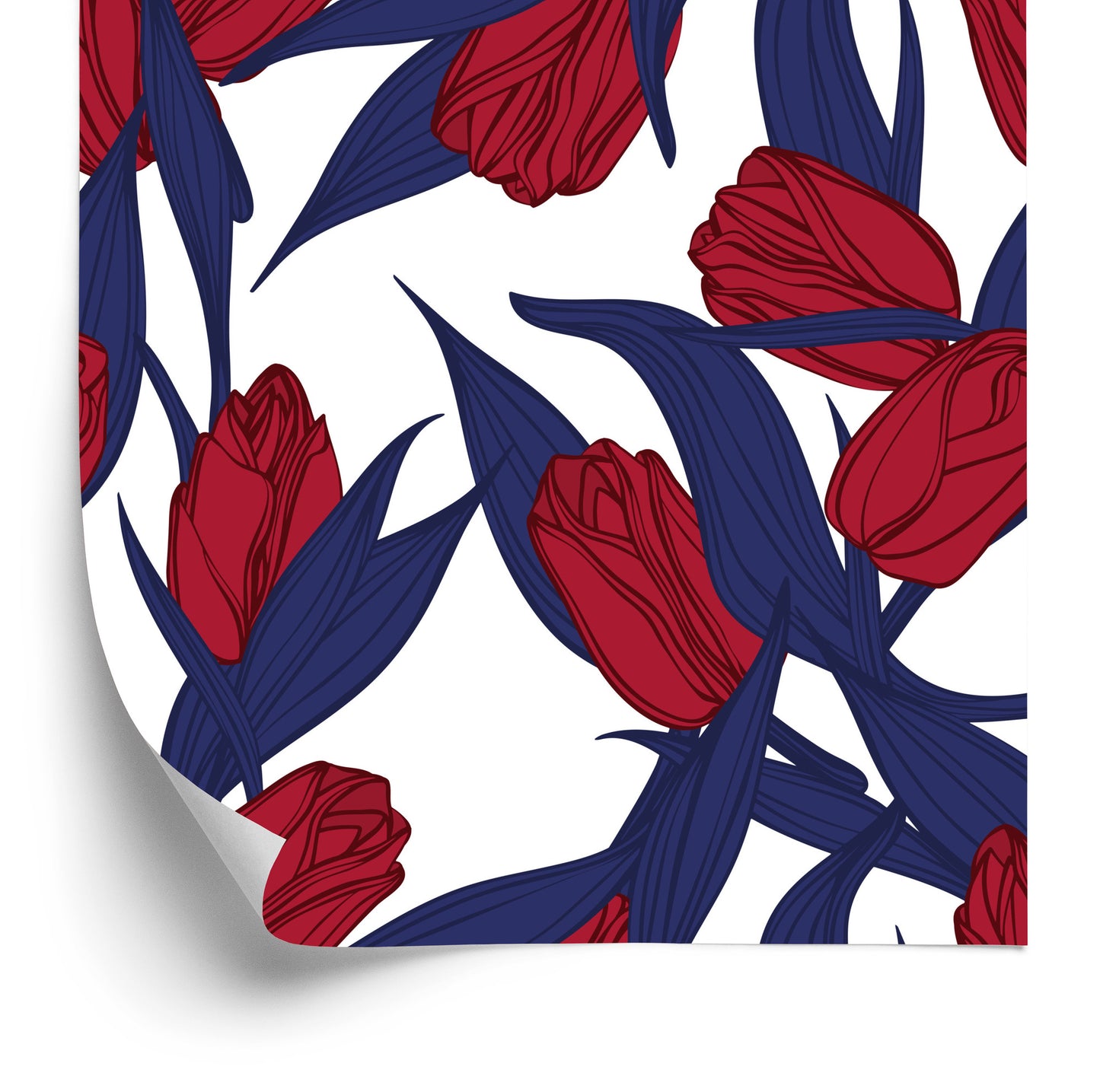 Wallpaper Painted Red Tulips