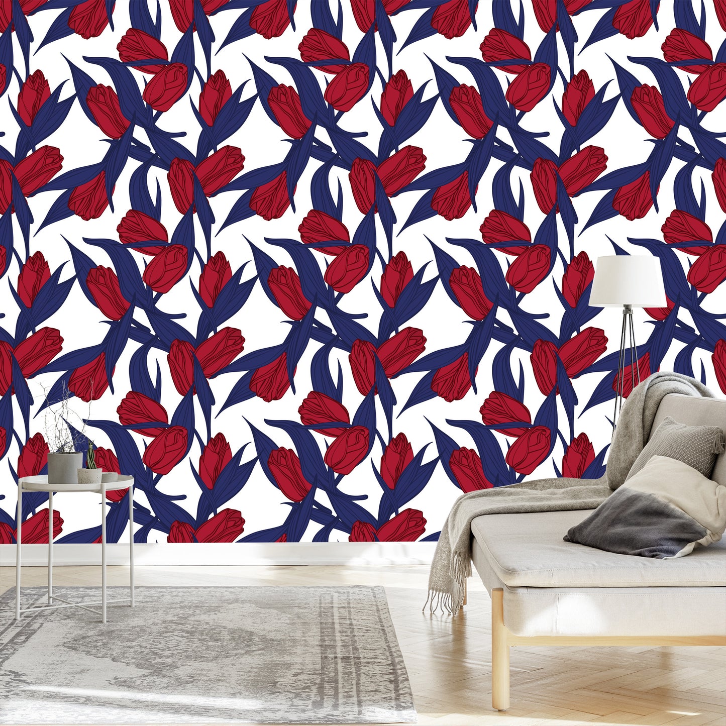 Wallpaper Painted Red Tulips