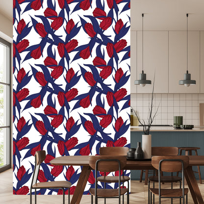 Wallpaper Painted Red Tulips