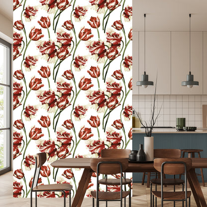 Wallpaper Red And White Tulips
