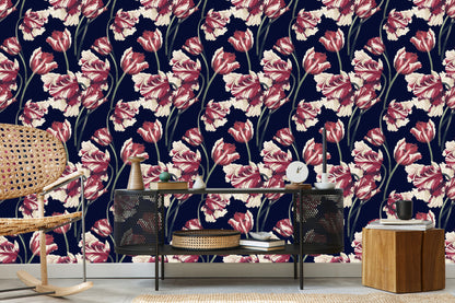 Wallpaper Red And White Tulips