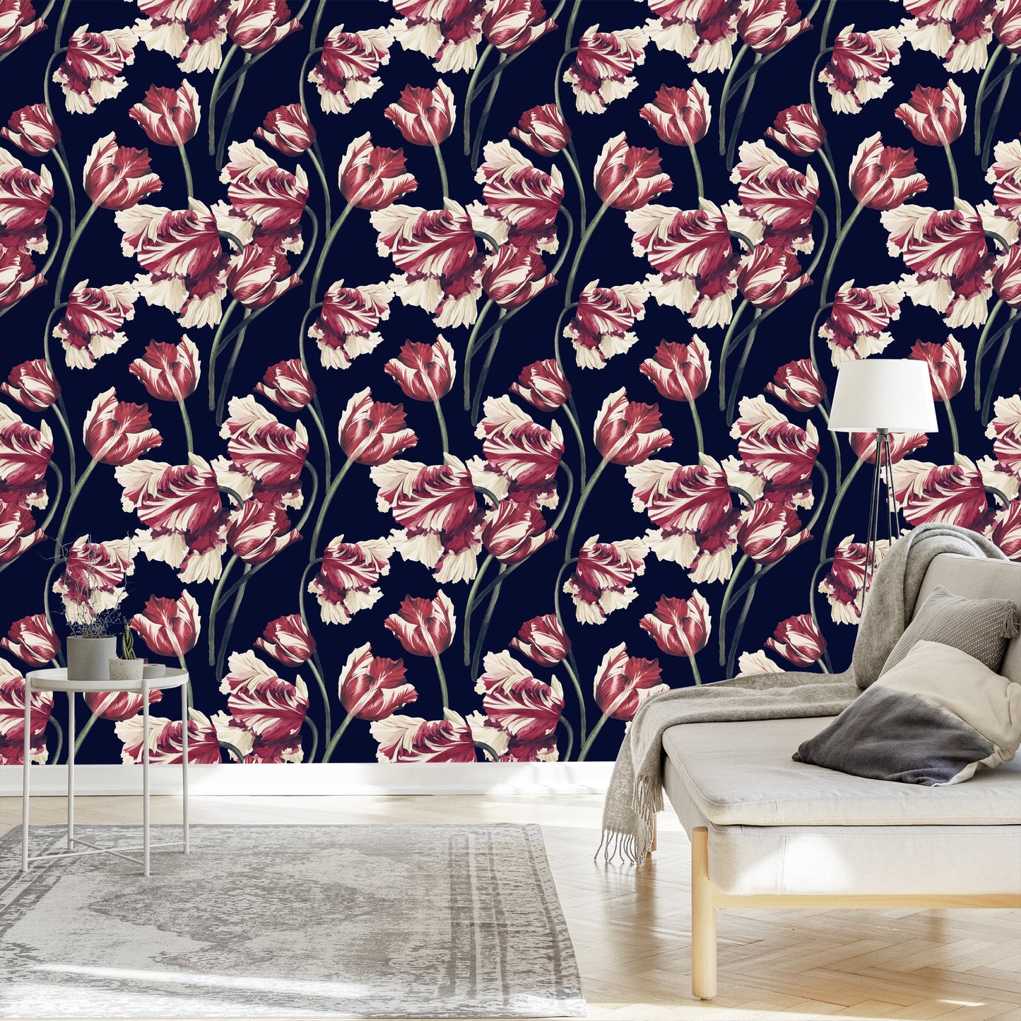 Wallpaper Red And White Tulips