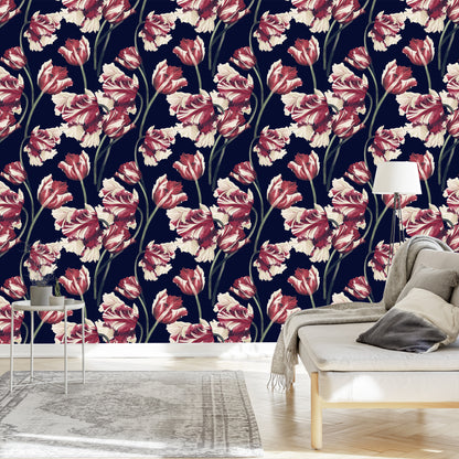 Wallpaper Red And White Tulips