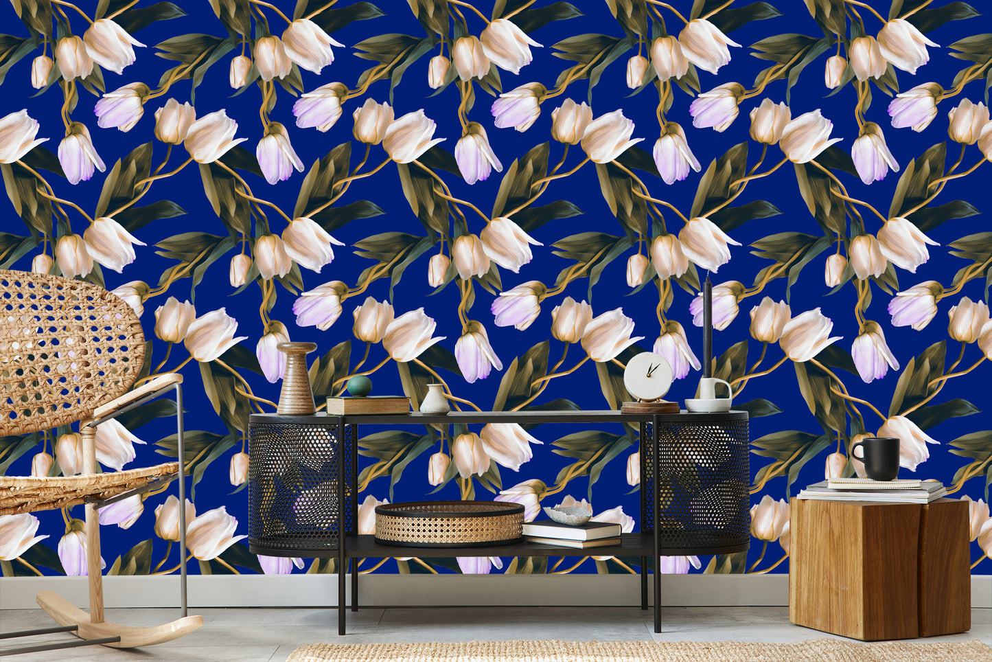 Wallpaper Painted Spring Tulips