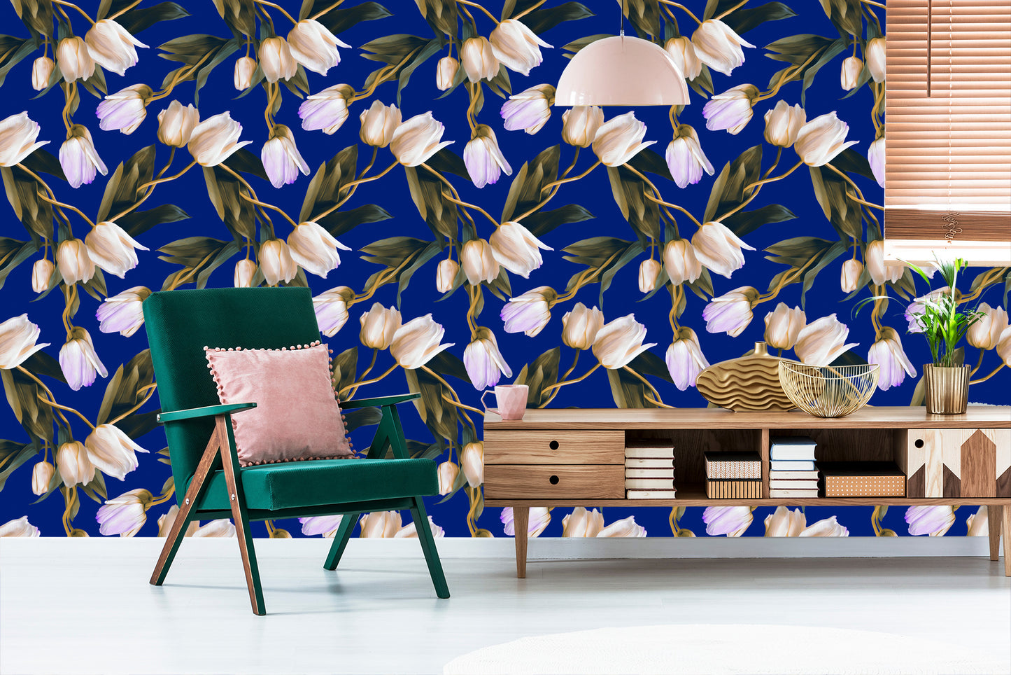 Wallpaper Painted Spring Tulips