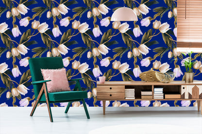 Wallpaper Painted Spring Tulips