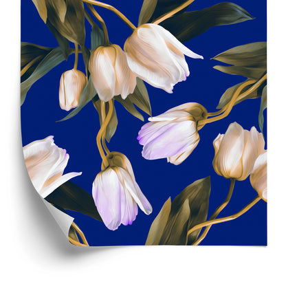 Wallpaper Painted Spring Tulips