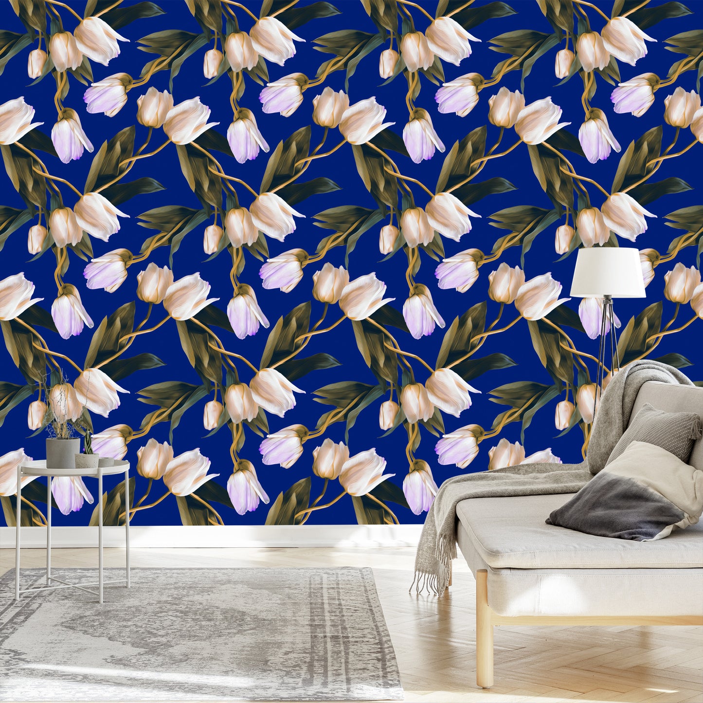 Wallpaper Painted Spring Tulips
