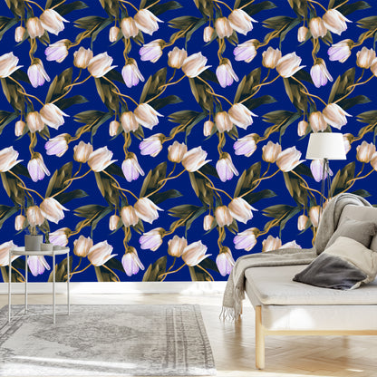 Wallpaper Painted Spring Tulips