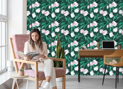 Wallpaper Painted Tulip Bouquet